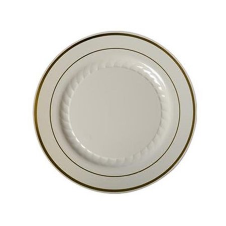 FINELINE SETTINGS Fineline Settings 506-BO Bone & Gold Round Dessert Plate 506-BO